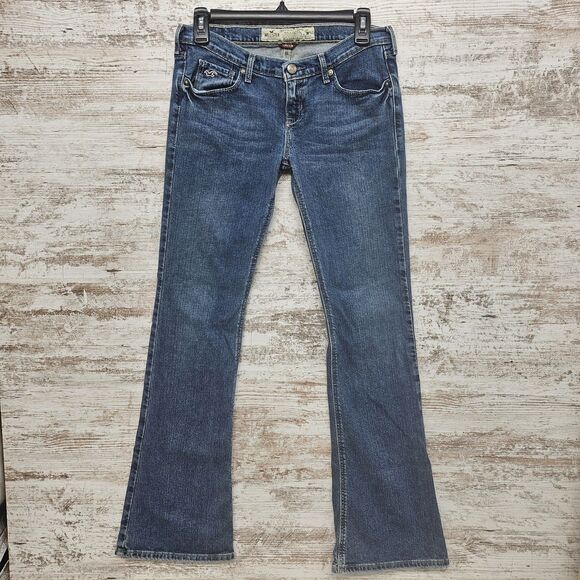 Vintage Hollister Jeans Jr 3R Cali Flare Low Rise Y2K Medium Blue Stonewash Fade - Picture 1 of 11